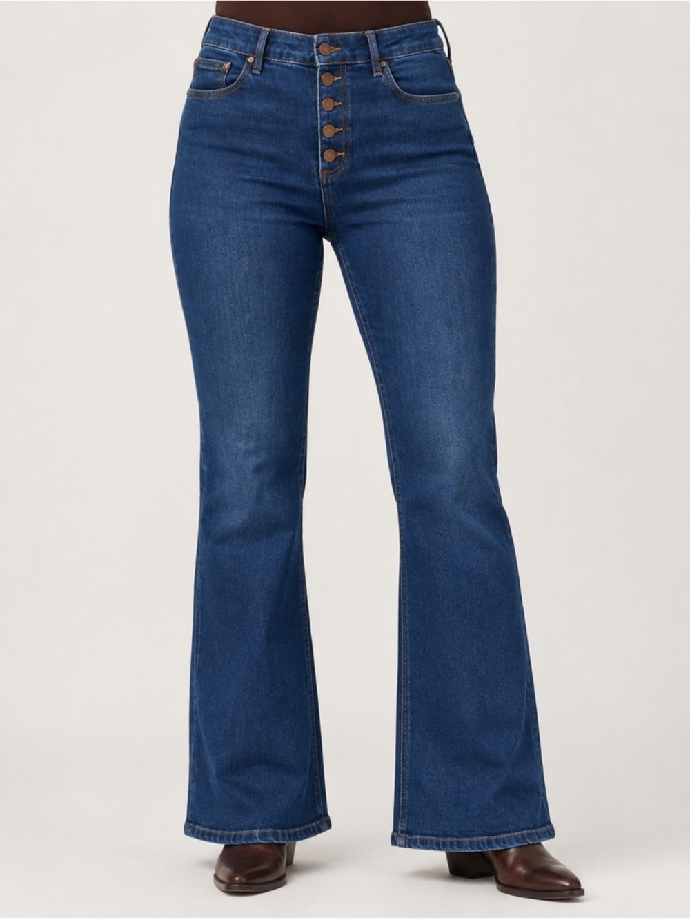 Boden Denim Button Fly Flare Denim Jeans Medium Wash High Rise Size 6 Regular